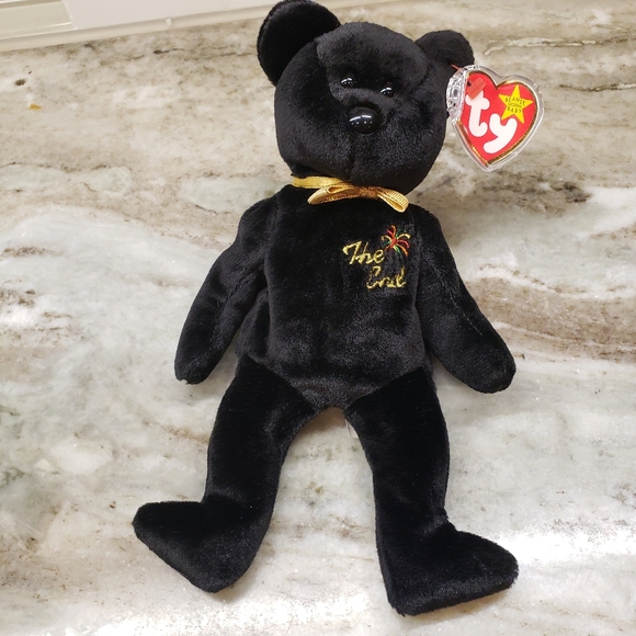 Rare - BLACK BEANIE TY - The End BEAR Ty Beanie Babies - Picture 2 of 9
